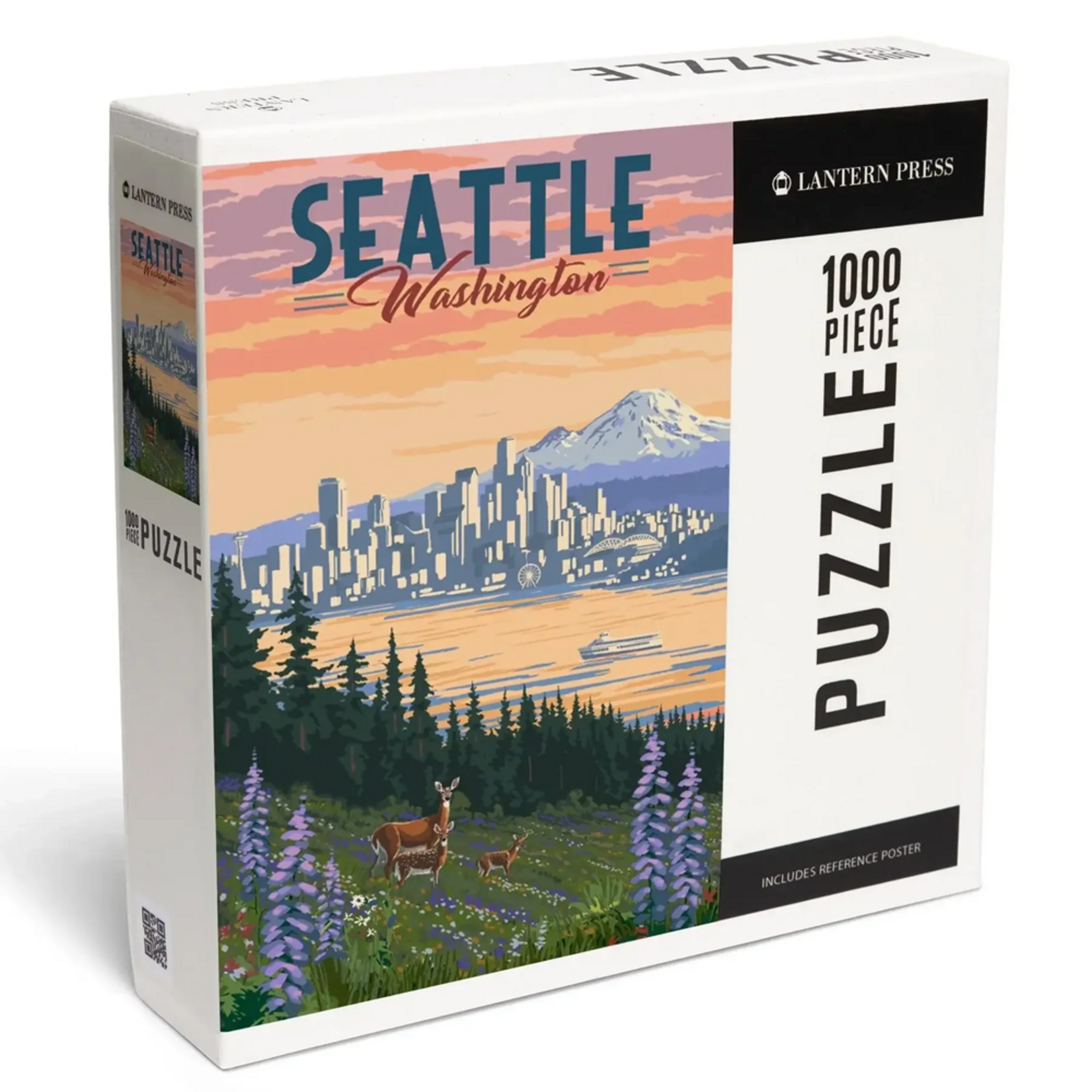 Lantern Press Seattle WA: Deer & Spring Flowers 1000pc