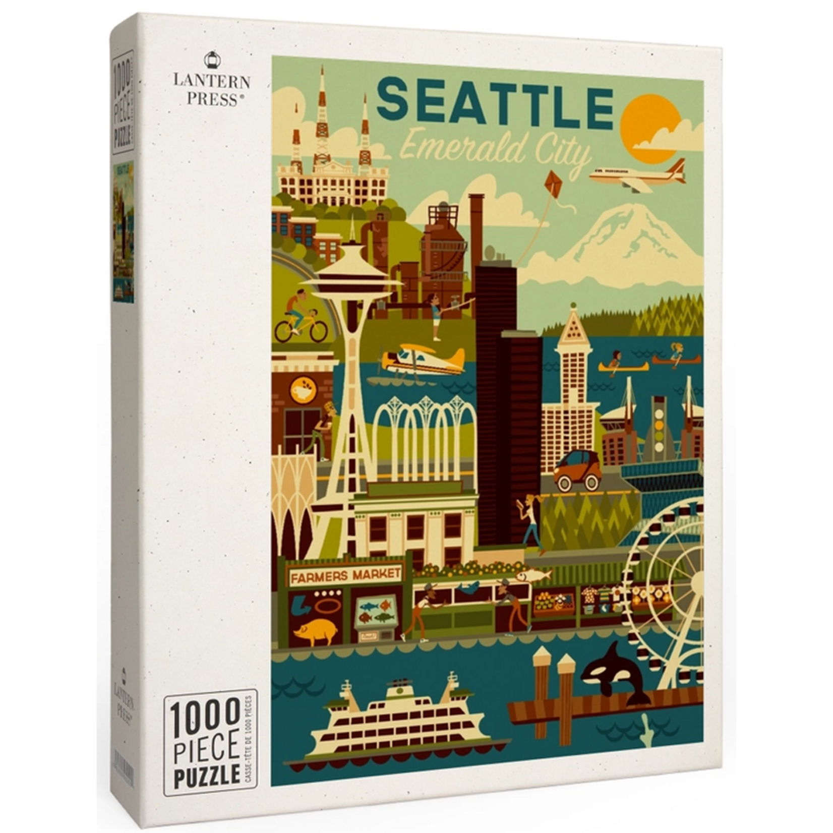 Lantern Press Seattle WA: Emerald City Geometric 1000pc