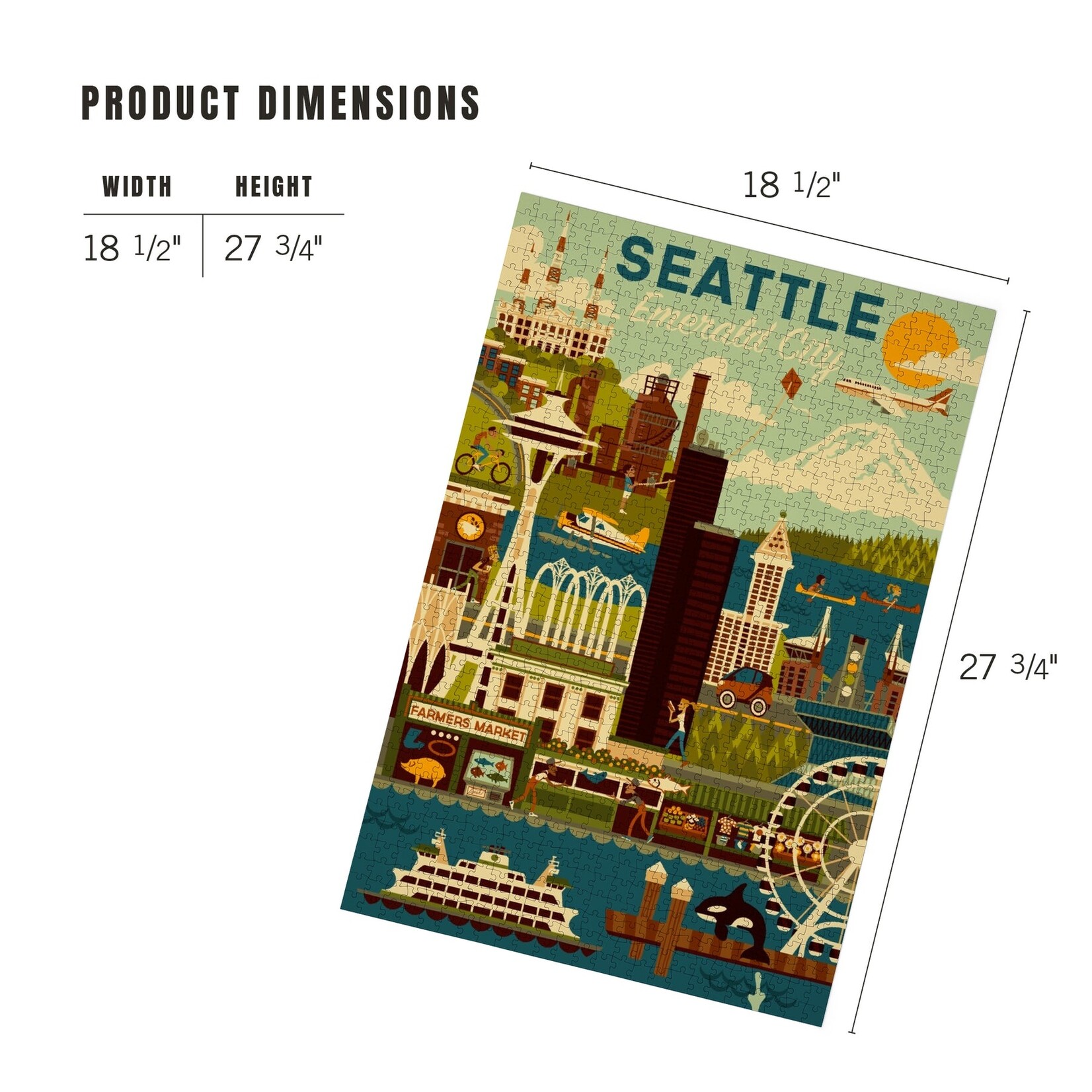 Lantern Press Seattle WA: Emerald City Geometric 1000pc