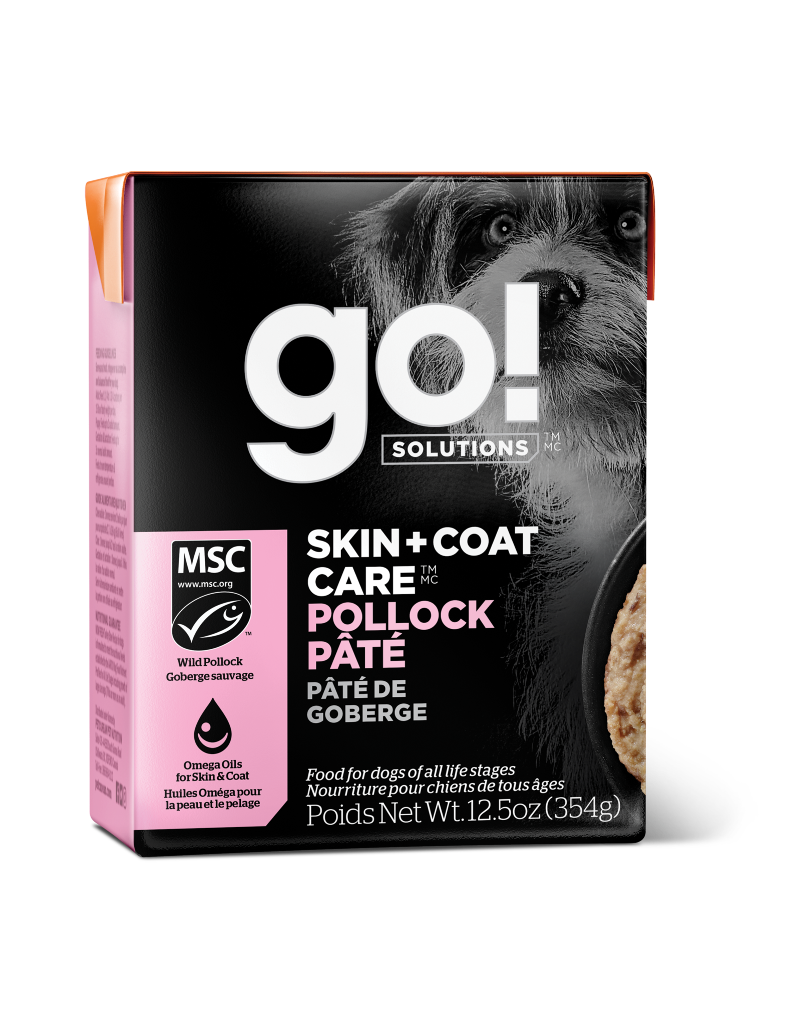 Go! GO! TetraPak Dog Skin + Coat Pollock Pate 12.5oz