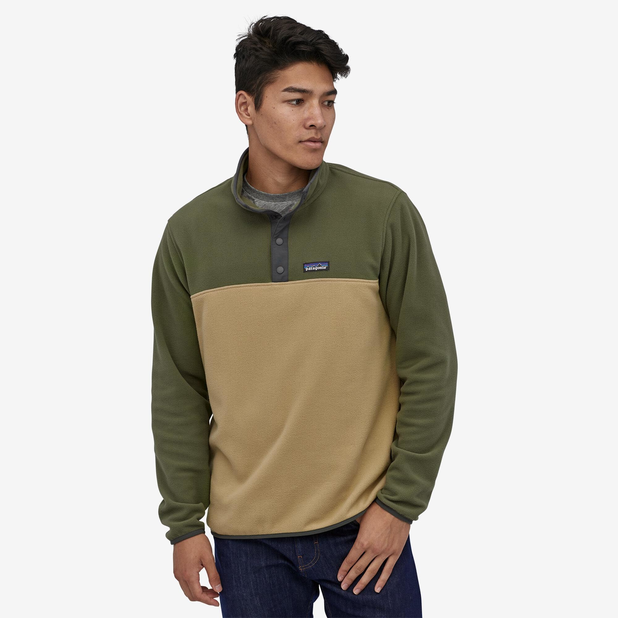 patagonia men's lightweight synchilla snap t fleece pullover sage khaki