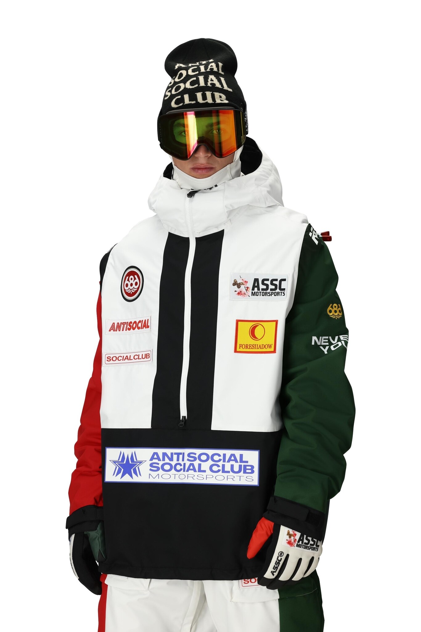 686 686 Men's AntiSocial Socisl Club F1 Shell Anorak