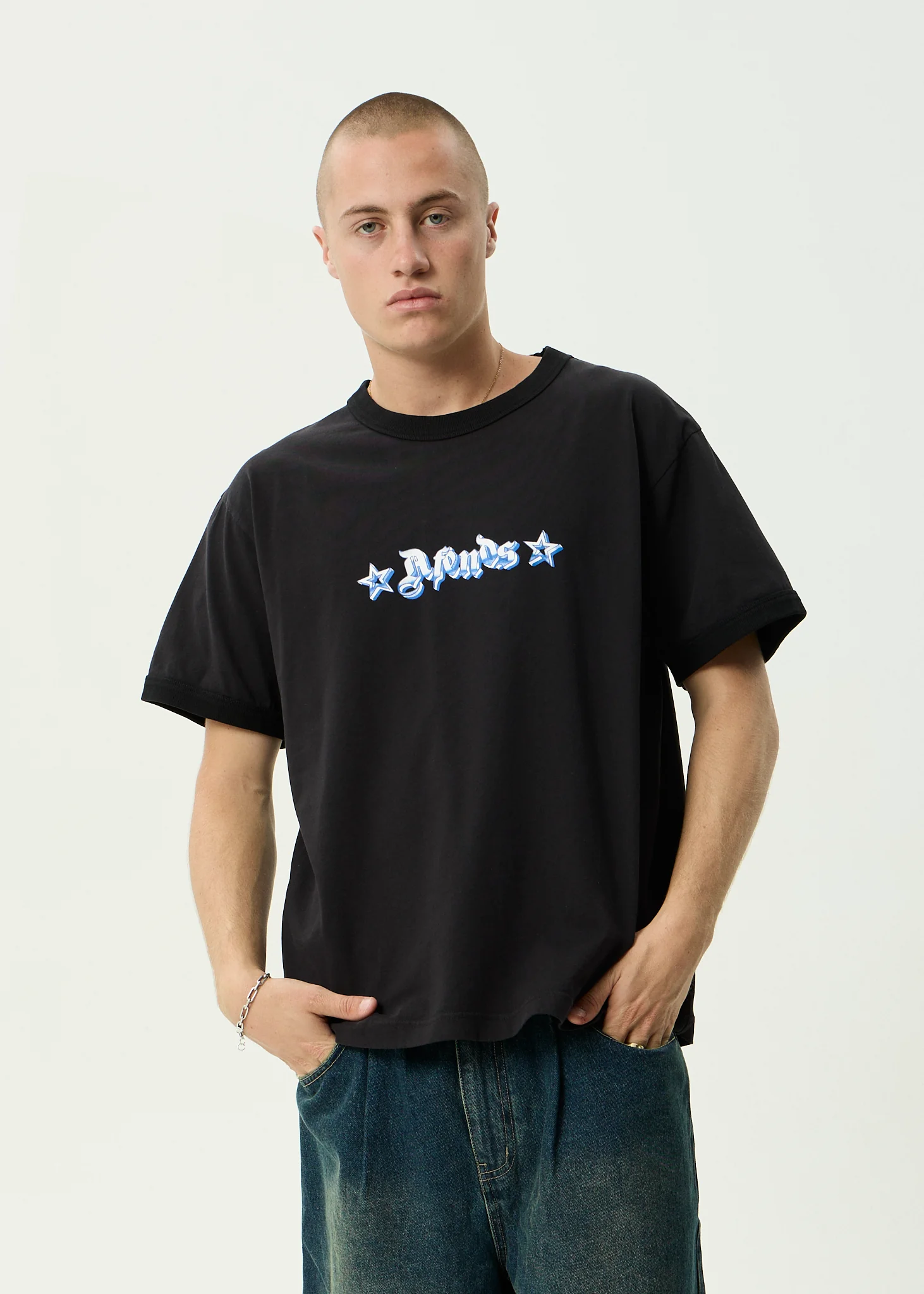 Afends Afends Men's Created Heavyweight Boxy Ringer Fit Tee