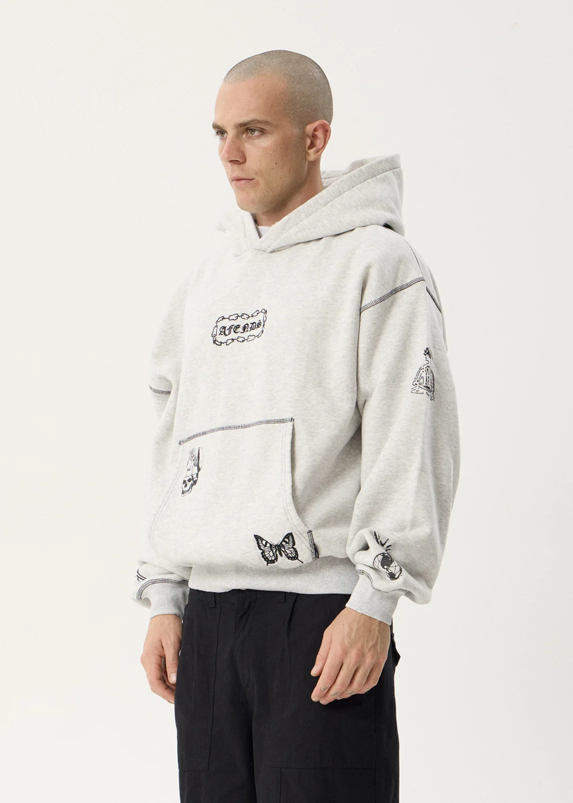 Afends Afends Men's Spiritual Distressed Boxy Hood