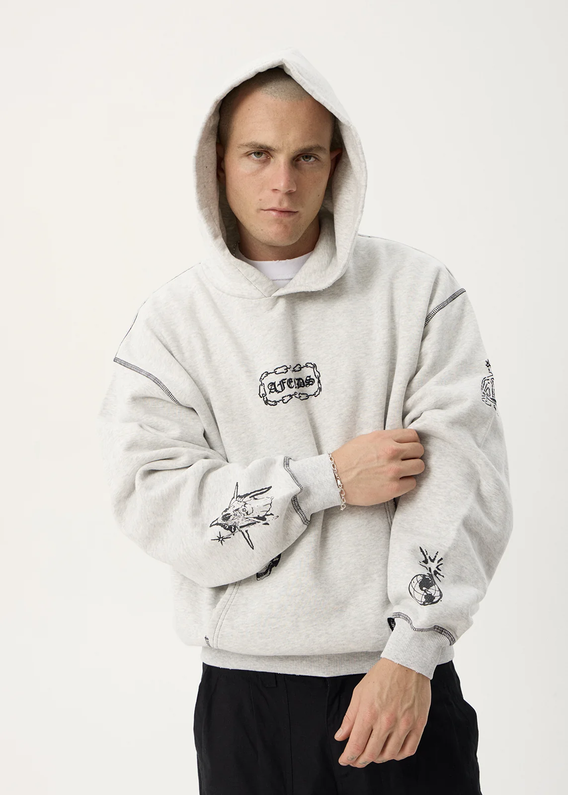 Afends Afends Men's Spiritual Distressed Boxy Hood