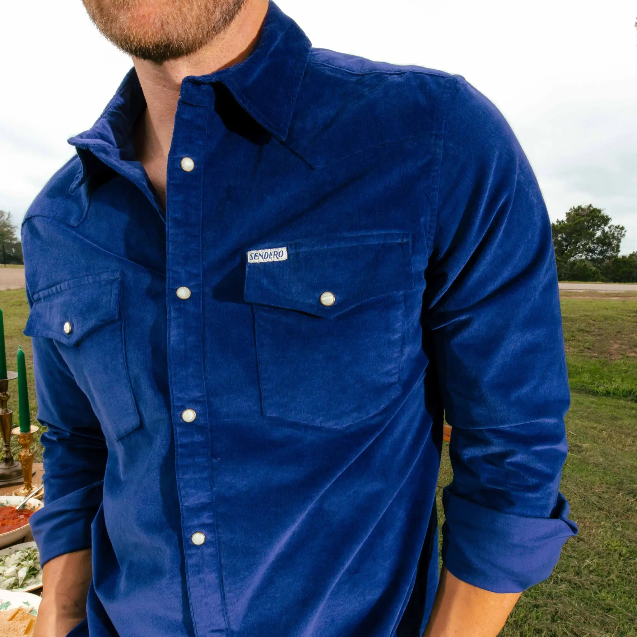 Sendero Provisions Co. Sendero Men's The Wyatt Pearl Snap LS Corduroy Shirt