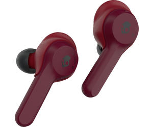 black and red earbuds