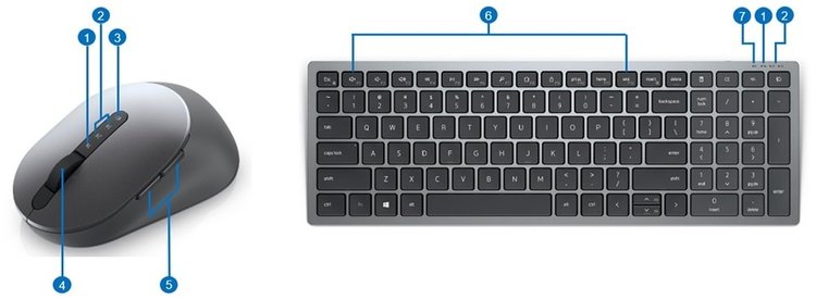 Dell Multi-Device Wireless Keyboard and Mouse Combo - KM7120W