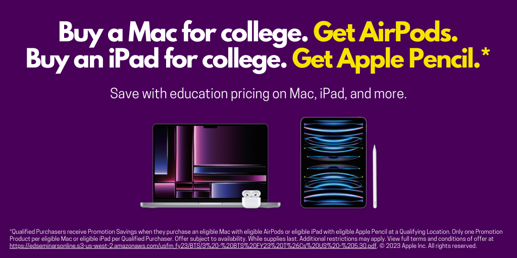 Buy a Mac for college. Get AirPods. Buy an iPad for college. Get Apple Pencil. Save with education pricing on mac, iPad, and more