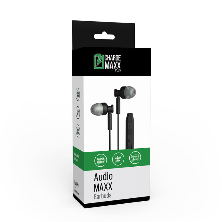 Charge MAXX Audio MAXX Earbuds with Mic - Black or White