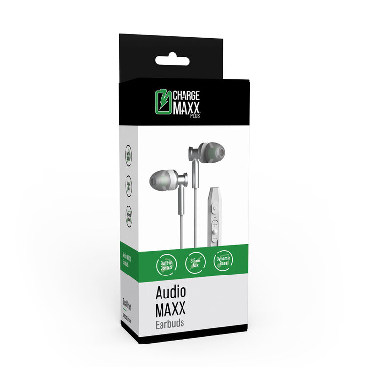 Charge MAXX Audio MAXX Earbuds with Mic - Black or White