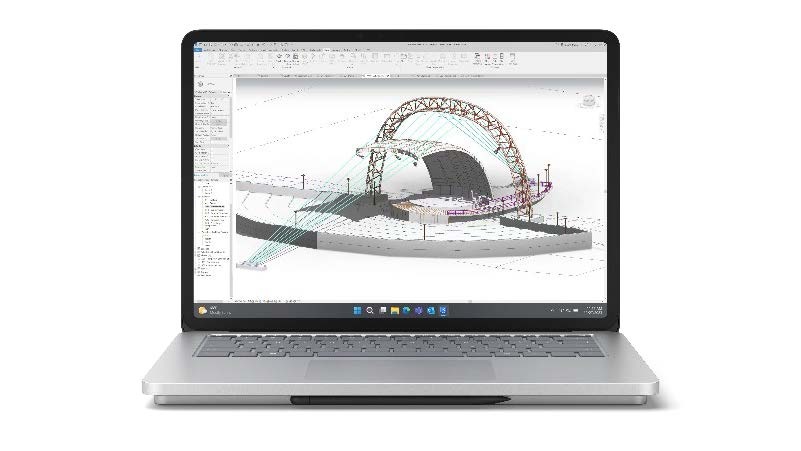 Image of the Microsoft Surface Laptop Studio 2 showing the Vibrant 14.4” PixelSense™ Flow touchscreen with a refresh rate up to 120hz