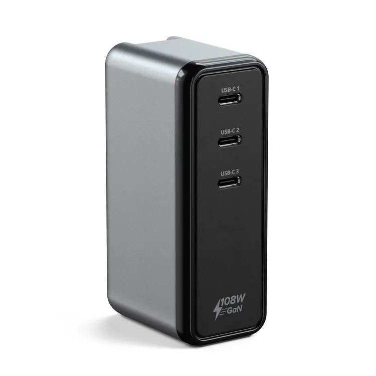 Satechi USB-C 3-Port GaN Wall Charger - Space Gray 108W