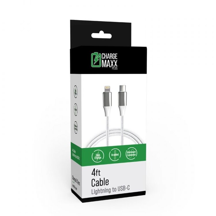 Charge MAXX USB-C to Lightning (non-MFI) Charge Cable 4ft - Black or White