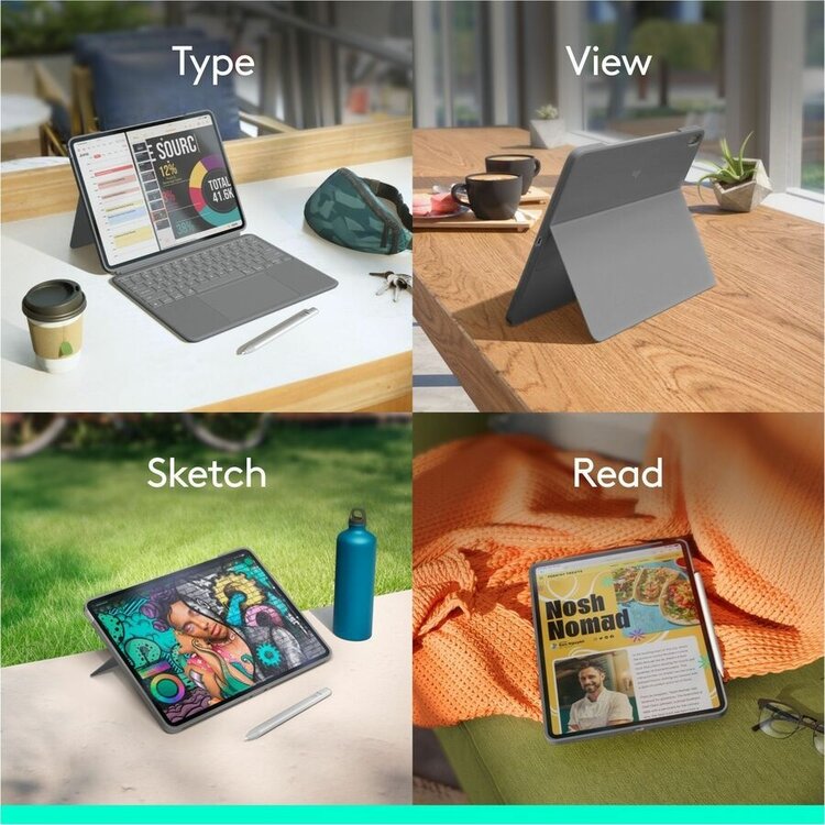 Logitech Combo Touch for iPad Air Apple iPad Air (5th Generation), iPad Air 11 (2024), iPad Air 11 (2025), iPad Air 11 (2026) - Oxford Grey