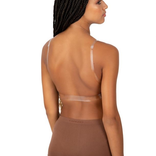 Capezio Mocha Women's Seamless Clear Back Sweetheart Bandeau Bra,  X-Small/Small