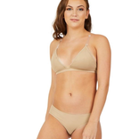 Capezio Women's Deep Neck Clear Back Bra, Mocha, Small 