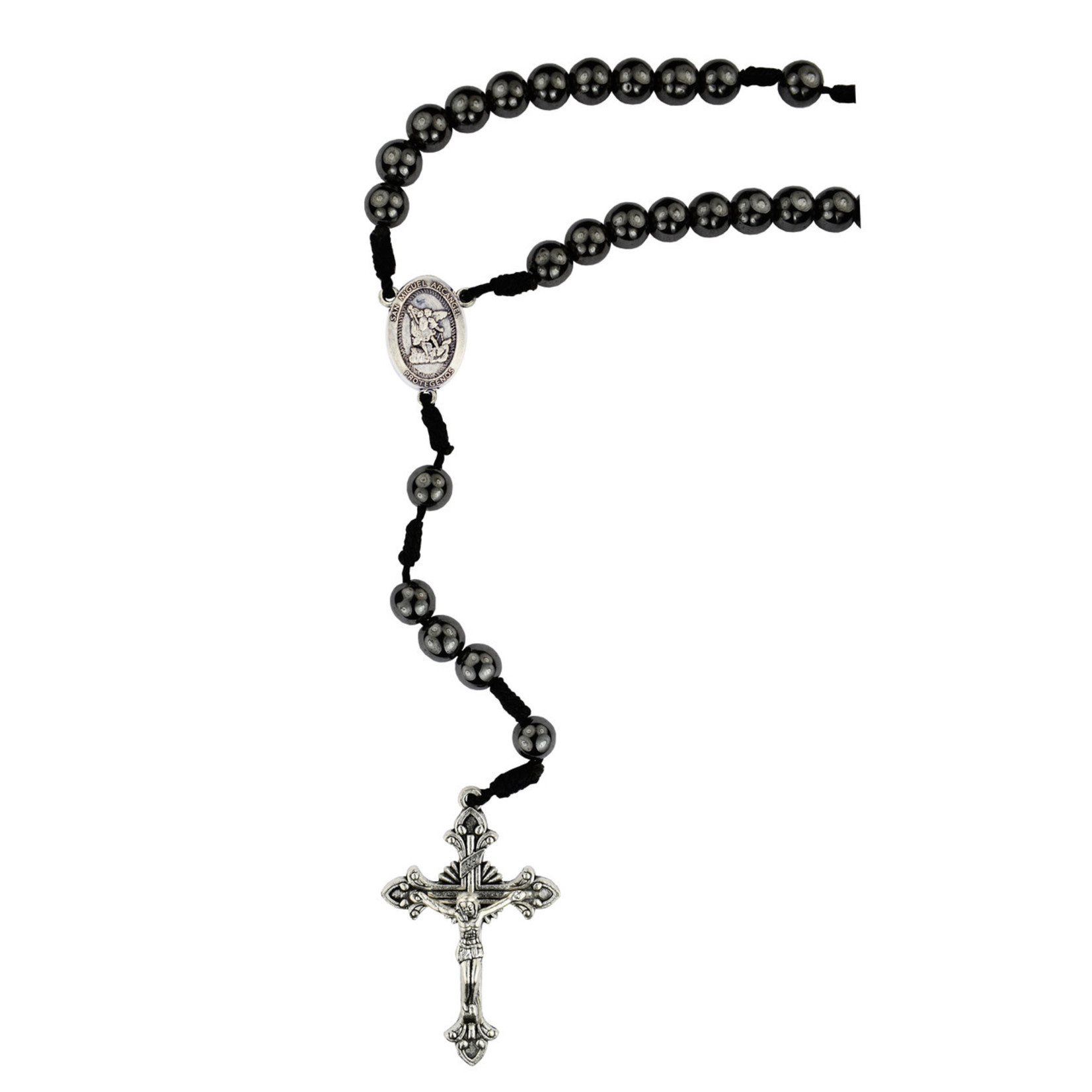 Saint Michael Corded Hematite Rosary