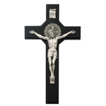 McVan St Benedict Black and Pewter Wall Crucifix 10.5"