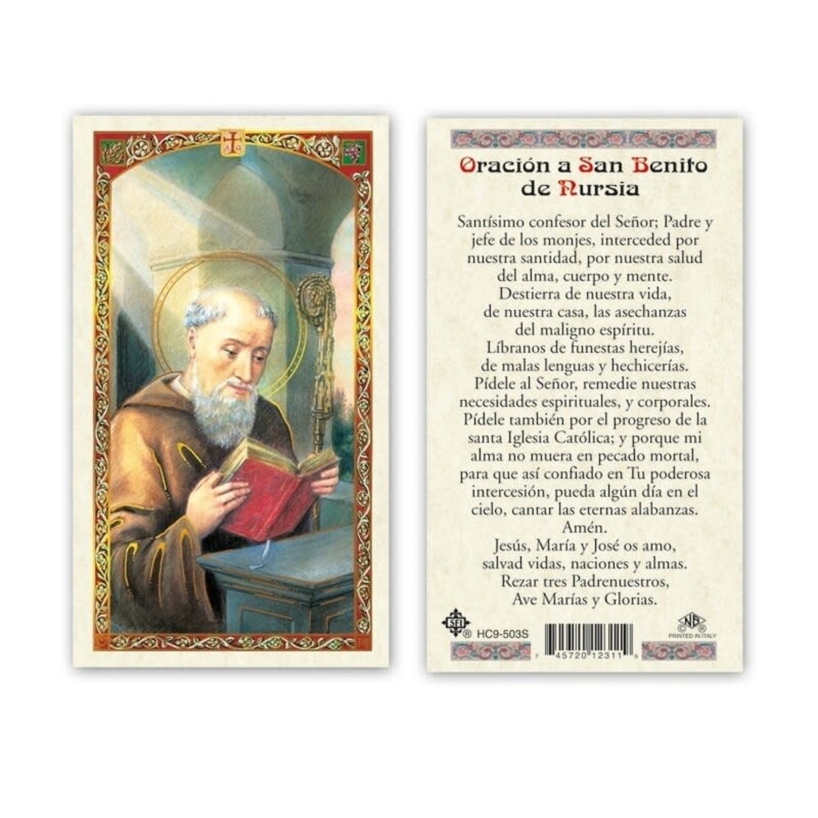San Benito Prayer Card (Spanish)