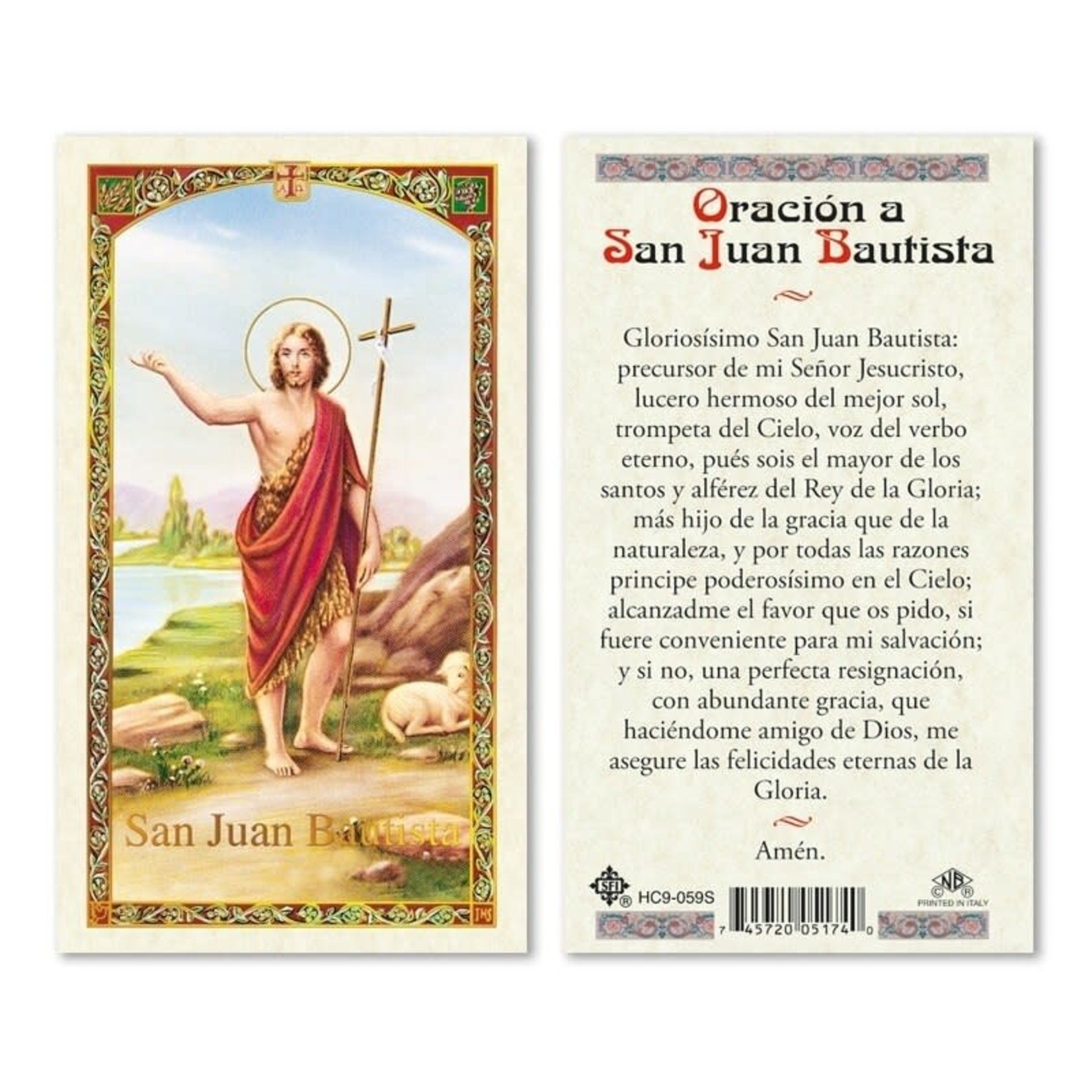 San Juan Bautista Prayer Card (Spanish)