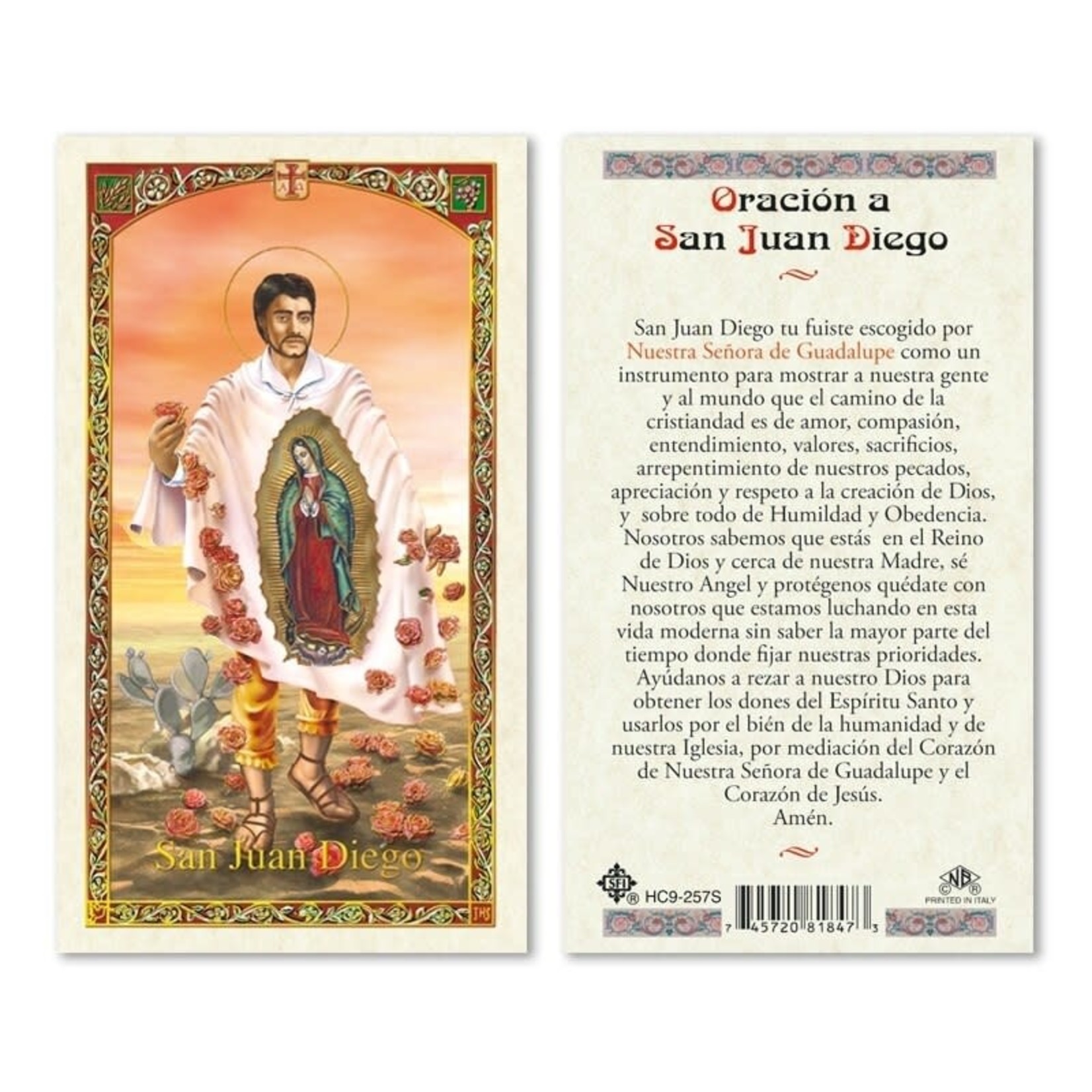 San Juan Diego Prayer Card (Spanish)
