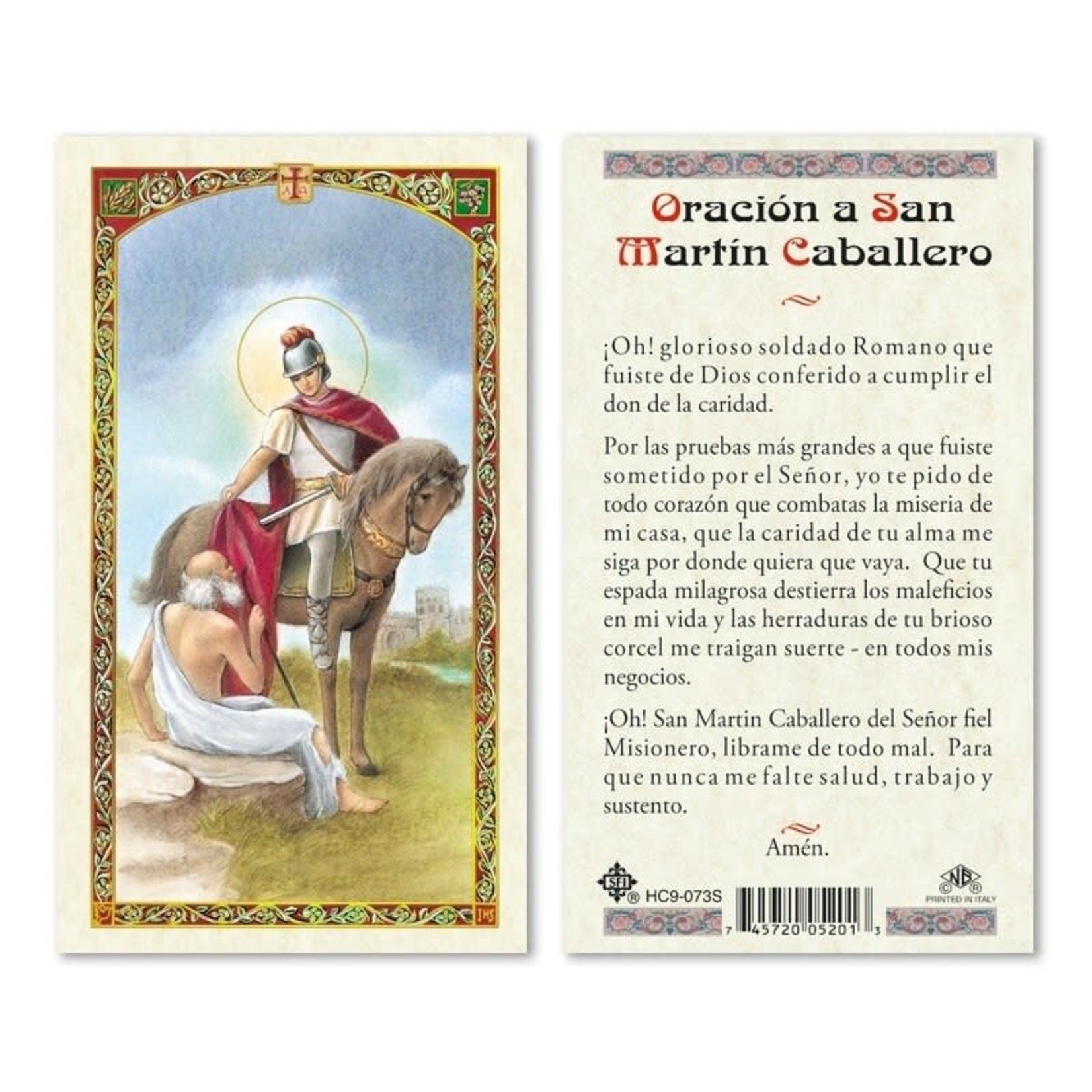 San Martin Caballero Prayer Card (Spanish)