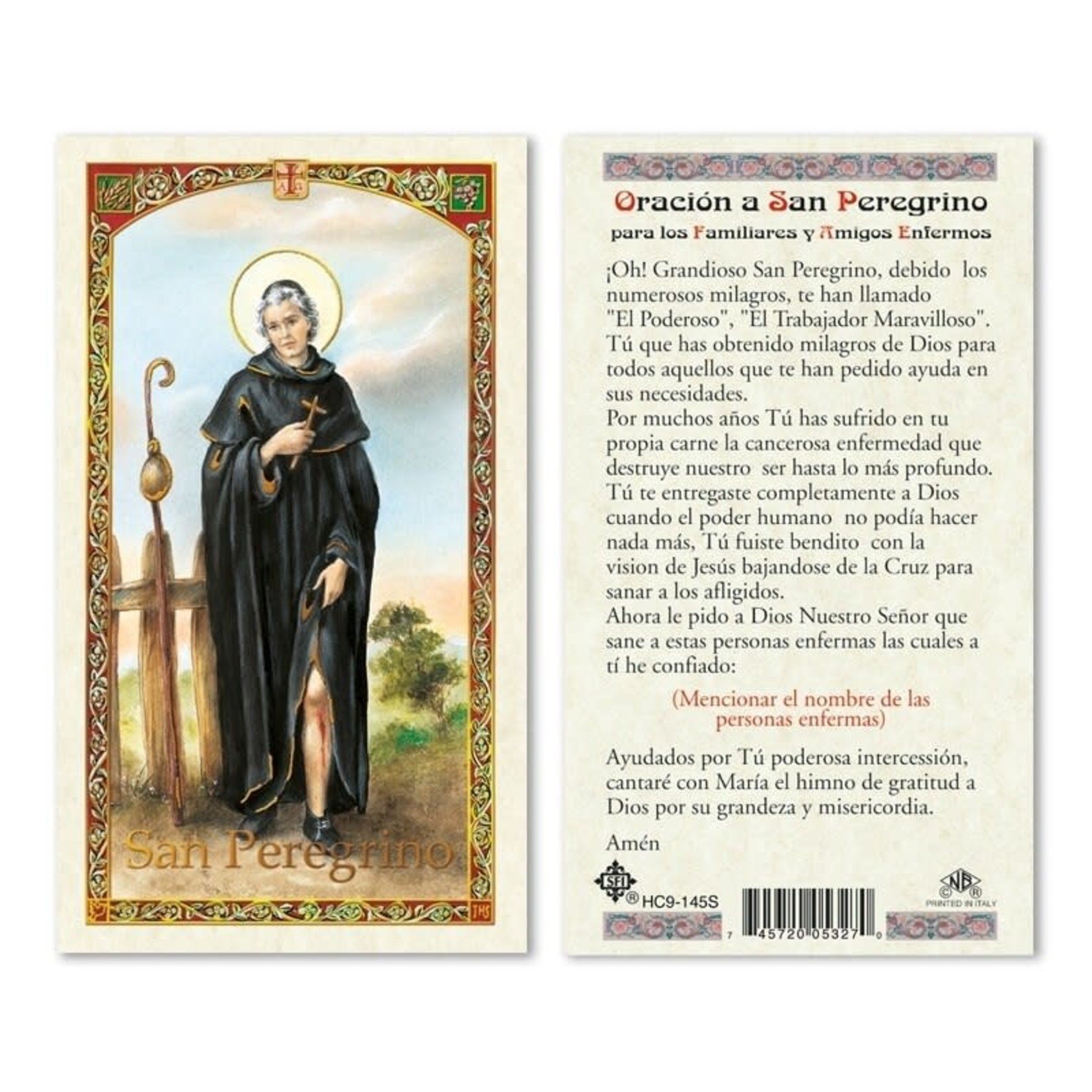 San Peregrino Oracion para los Familiares y Amigos Enfermos Prayer Card (Spanish)
