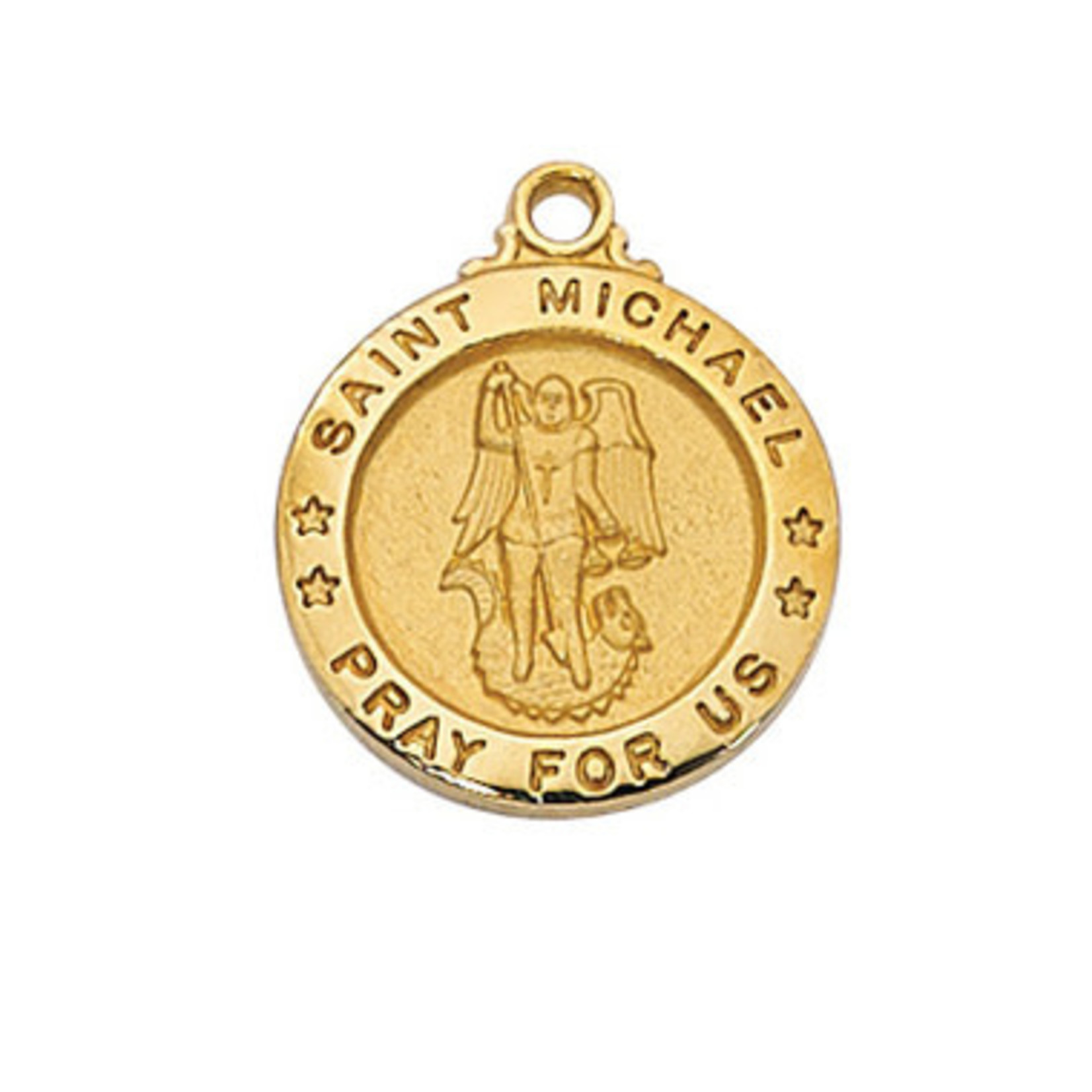 Small Saint Michael Medal Round Gold over Sterling J700MK