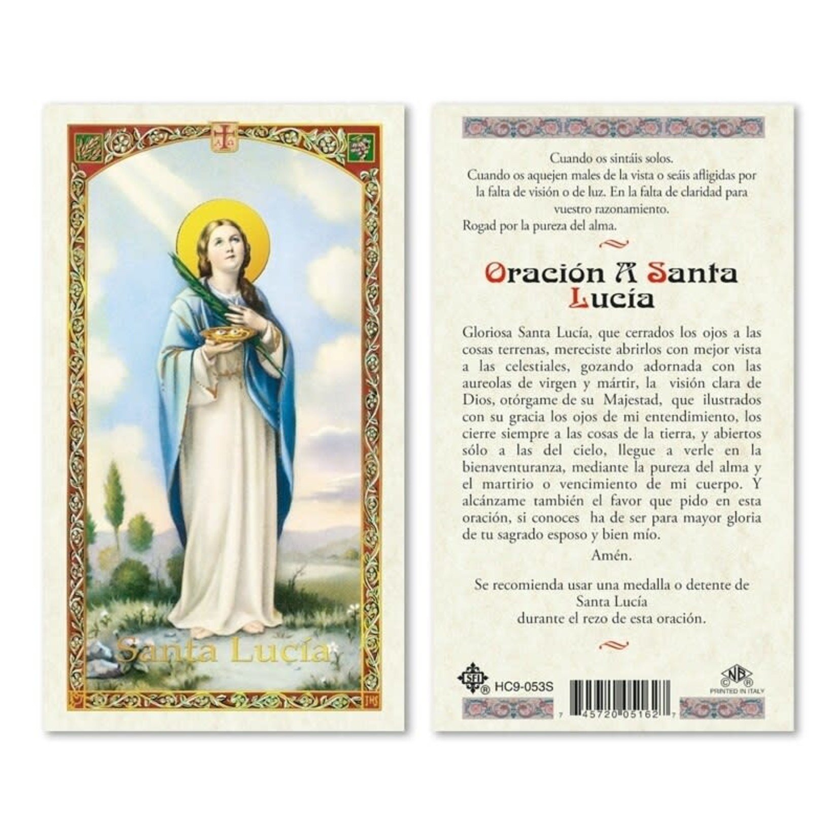 Santa Lucia Prayer Card (Spanish) - St. Paul's Catholic Books & Gifts