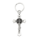 Berkander Keychain 3"  Silver St Benedict Crucifix