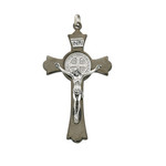 St Benedict Crucifix Pendant Gunmetal 3" long/ 30” Cord