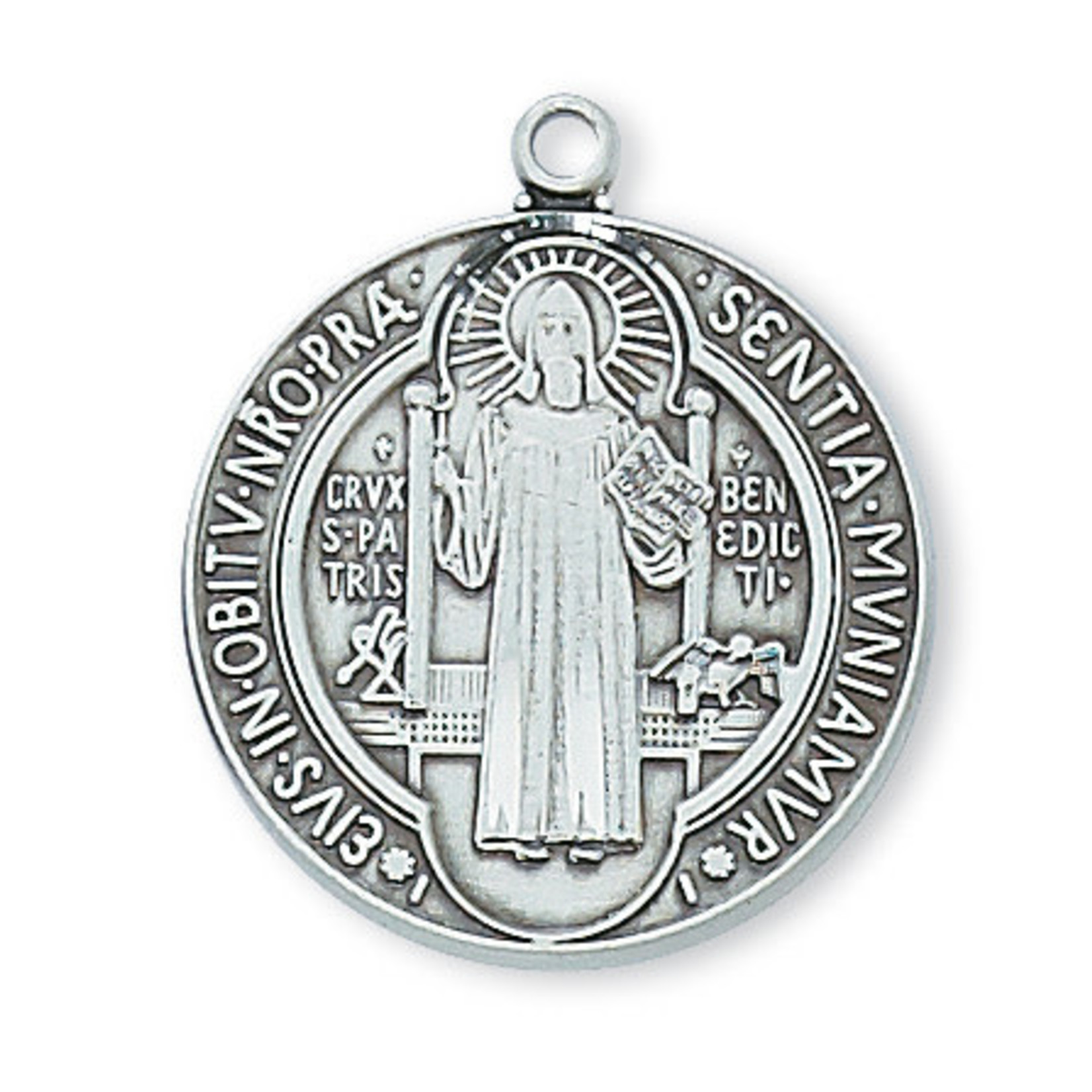 Sterling Silver St. Benedict Medal Necklace. Catholic 