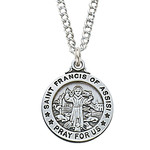 St Francis Round Sterling Pendant w/20” Chain