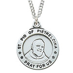 Sterling Silver St Padre Pio of Pietrelcina Medal L600PP