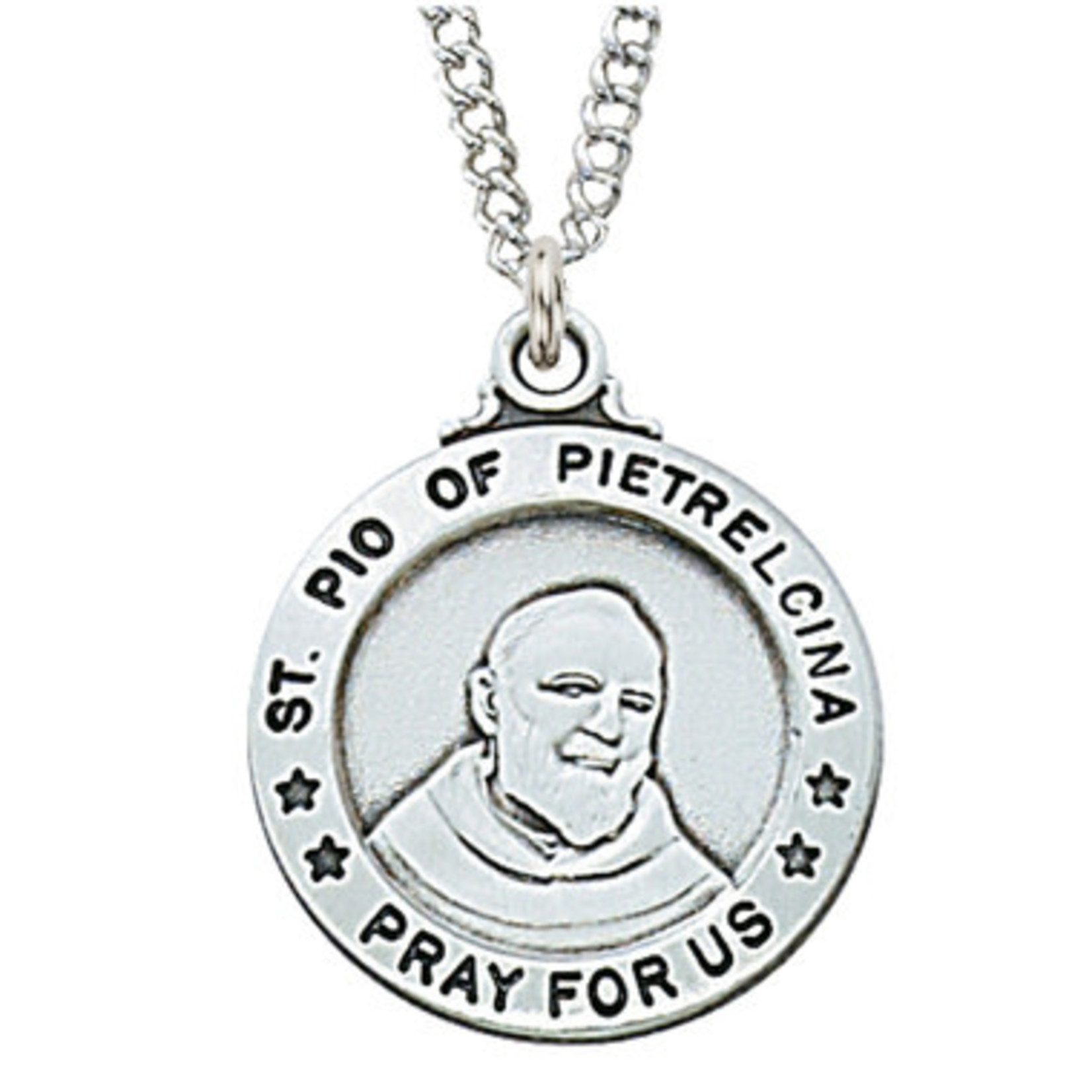 Sterling Silver St Padre Pio of Pietrelcina Medal L600PP