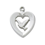 Heart w/Dove Sterling Pendant L638