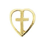 Lapel Pin Gold Cross in Heart