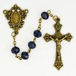 Antique Gold and Navy Blue Suncut Rosary