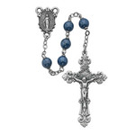 Round Blue Bead & Pewter Deluxe Rosary