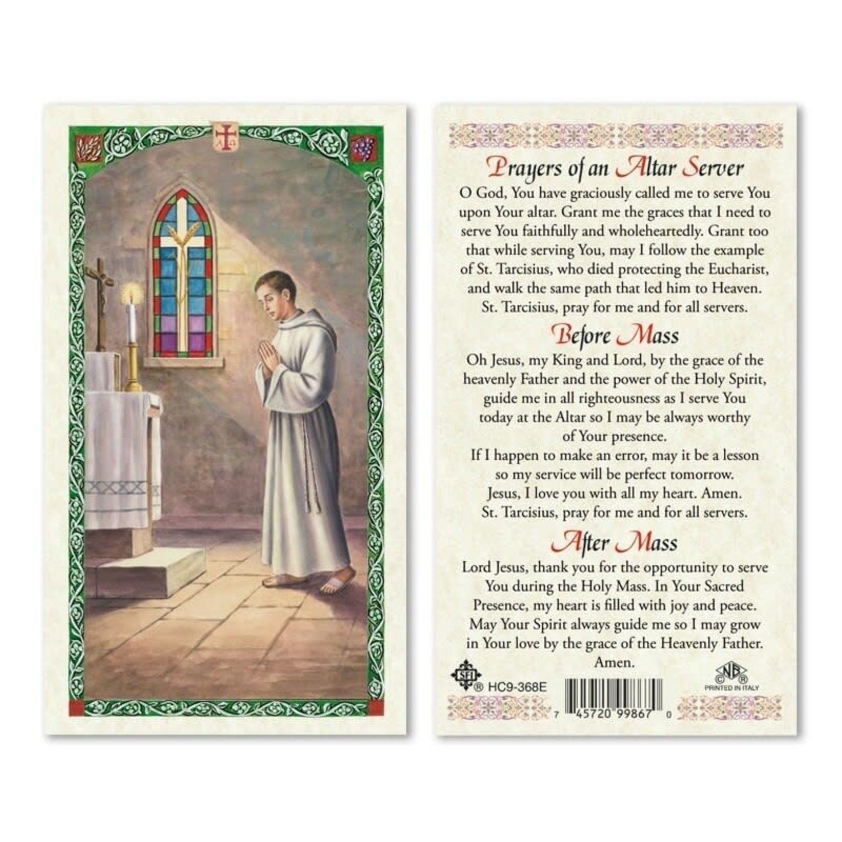 Prayer Card Prayers for an Altar Server