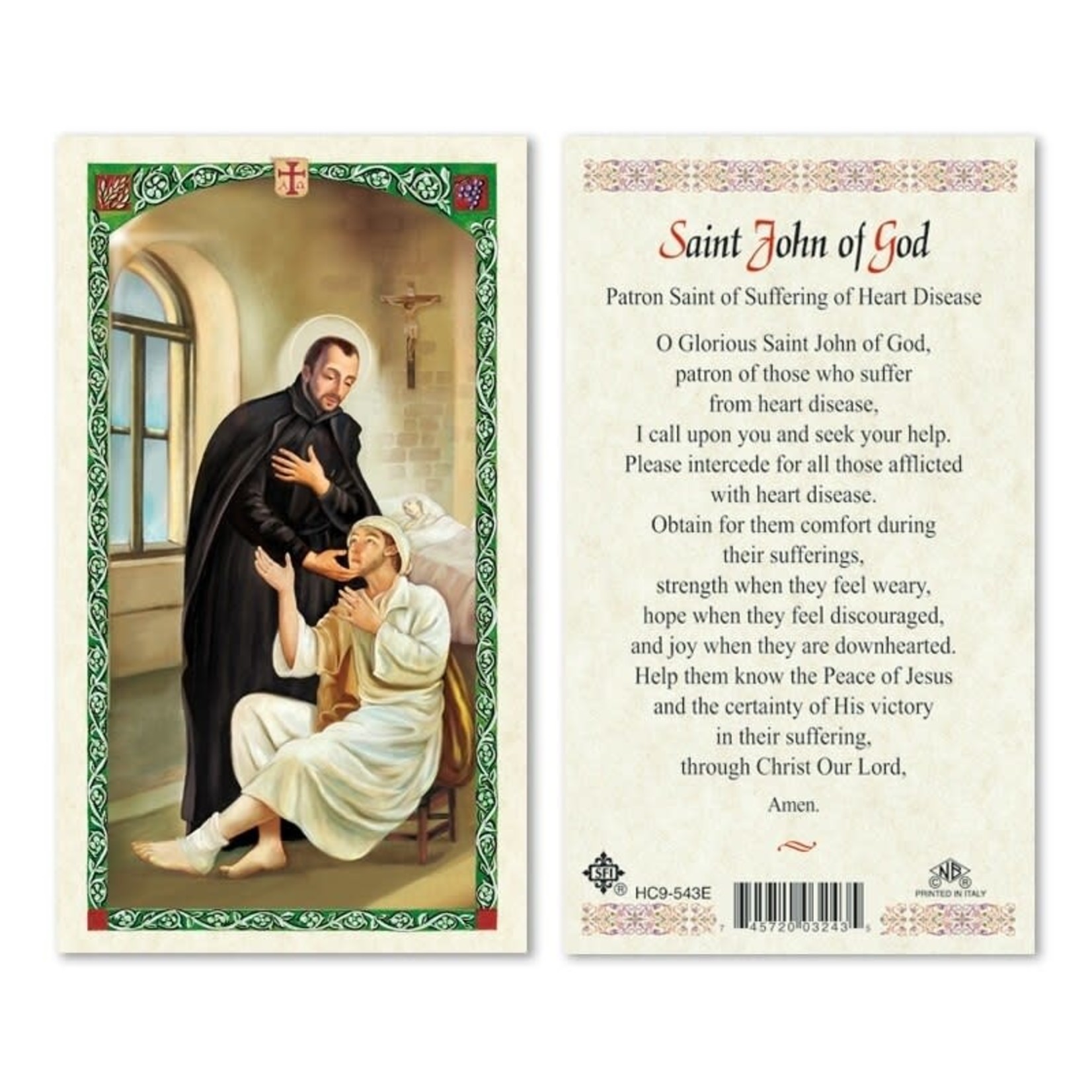 Prayer Card Saint John of God for Heart Disease