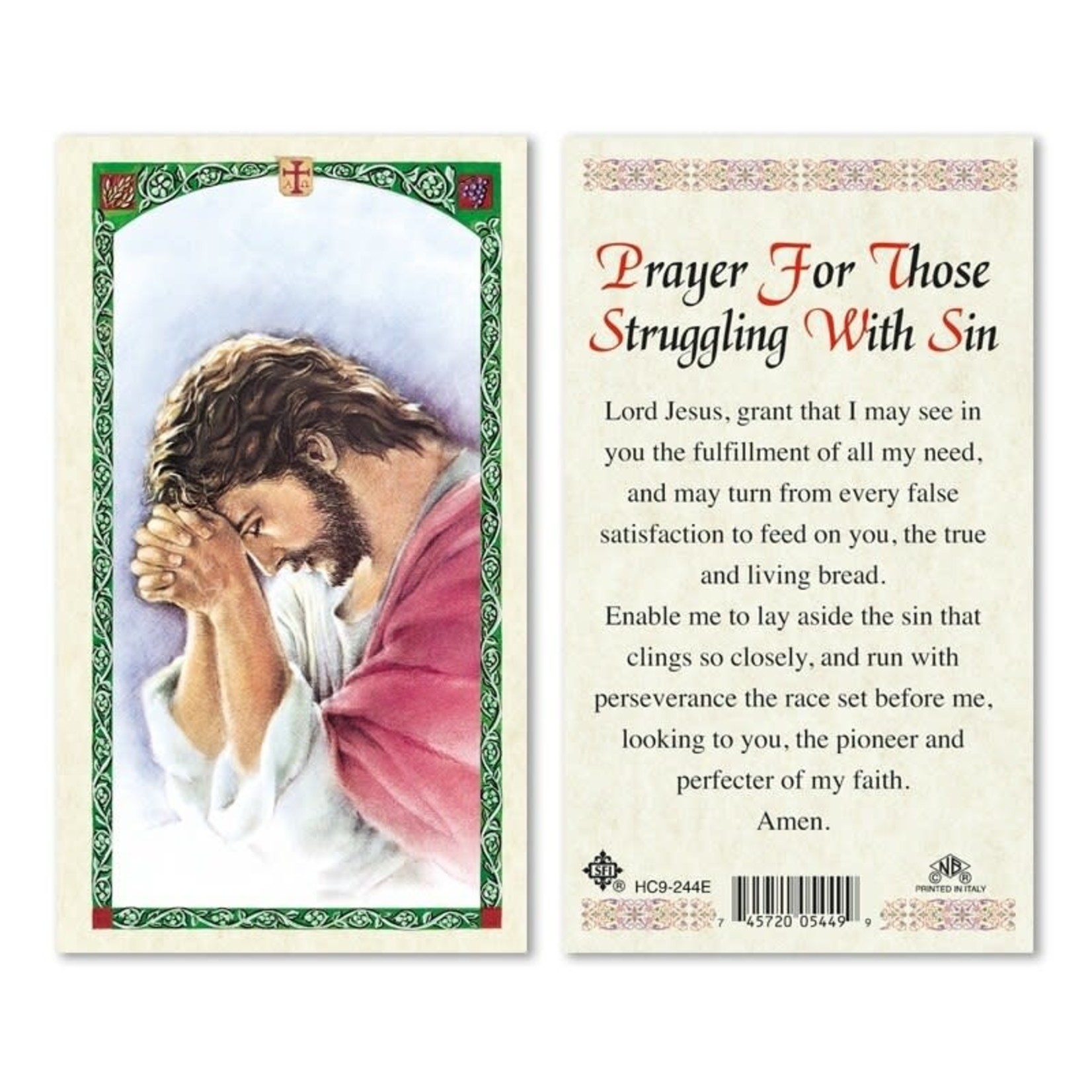 Prayer Card  for Those Struggling with Sin