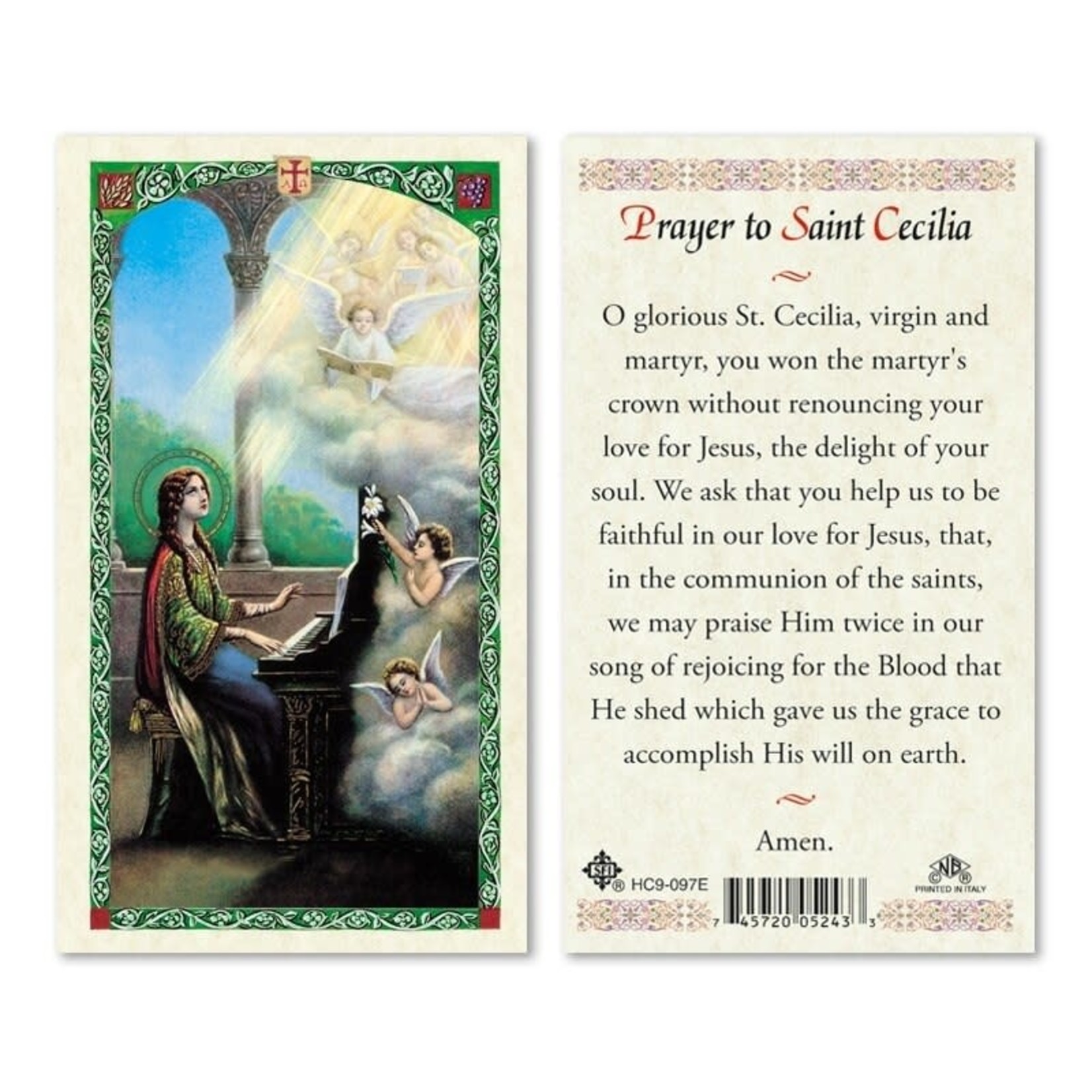 Prayer Card to St Cecilia
