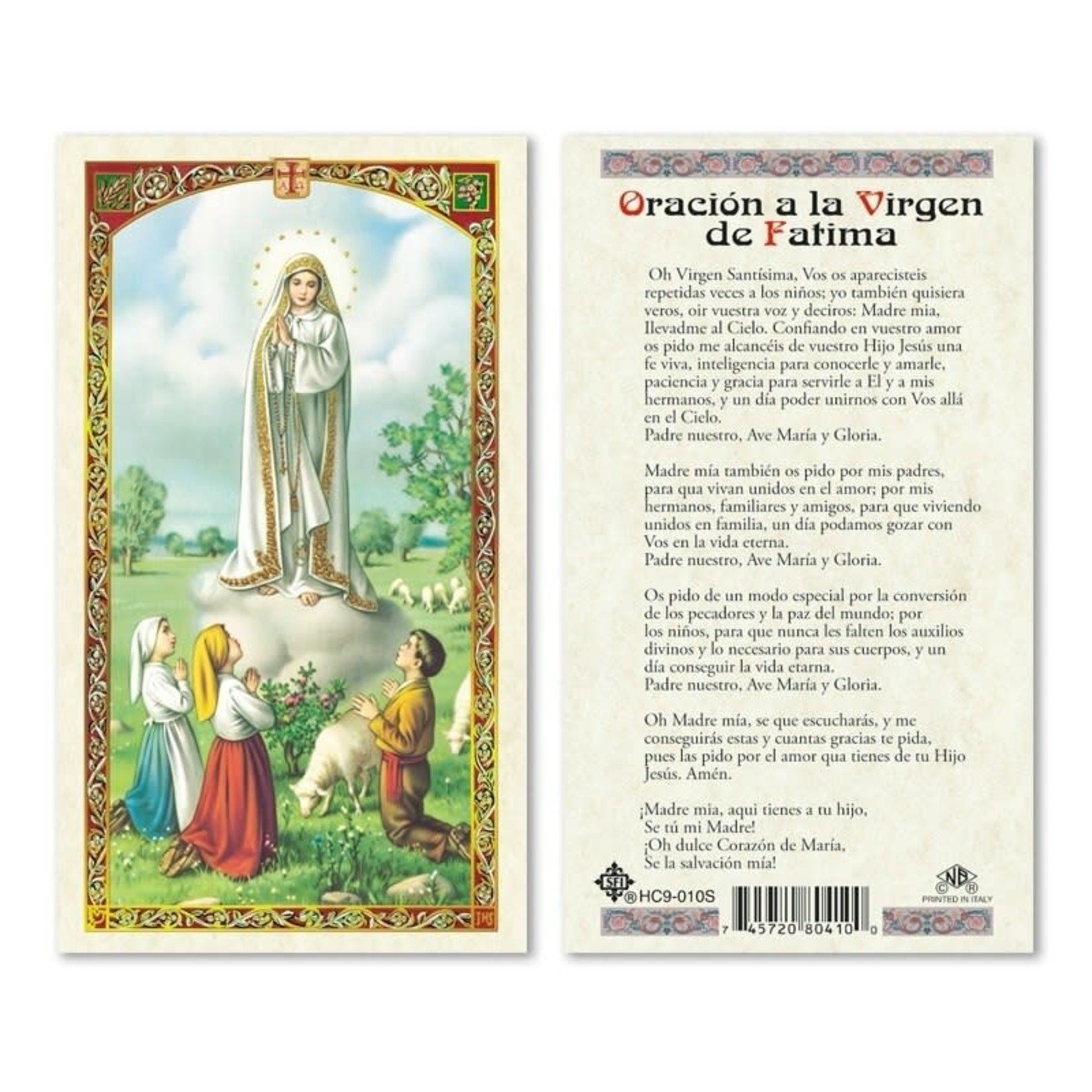 Nuestra Señora de Fatima Prayer Card (Spanish)