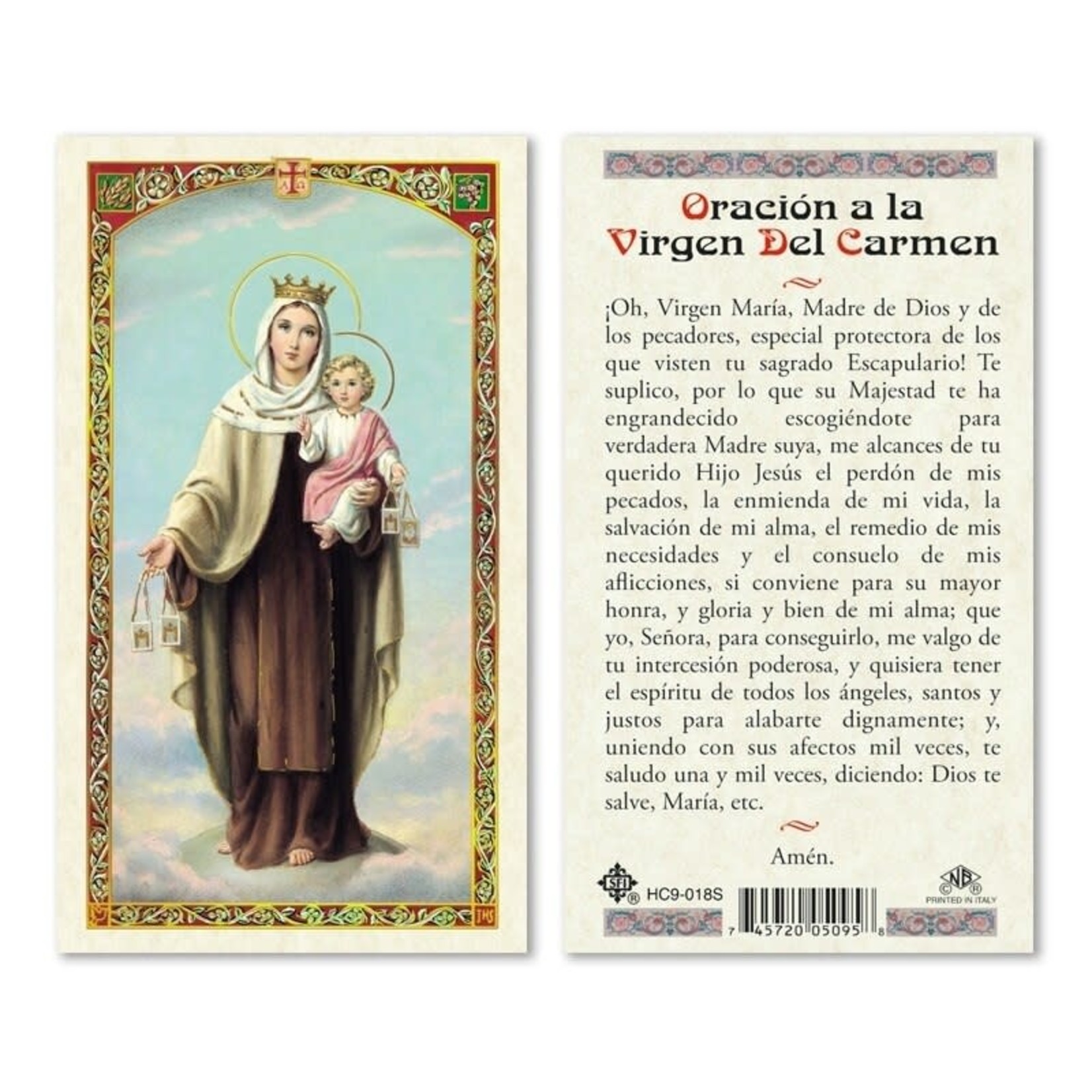 Nuestra Señora del Carmen Prayer Card (Spanish)