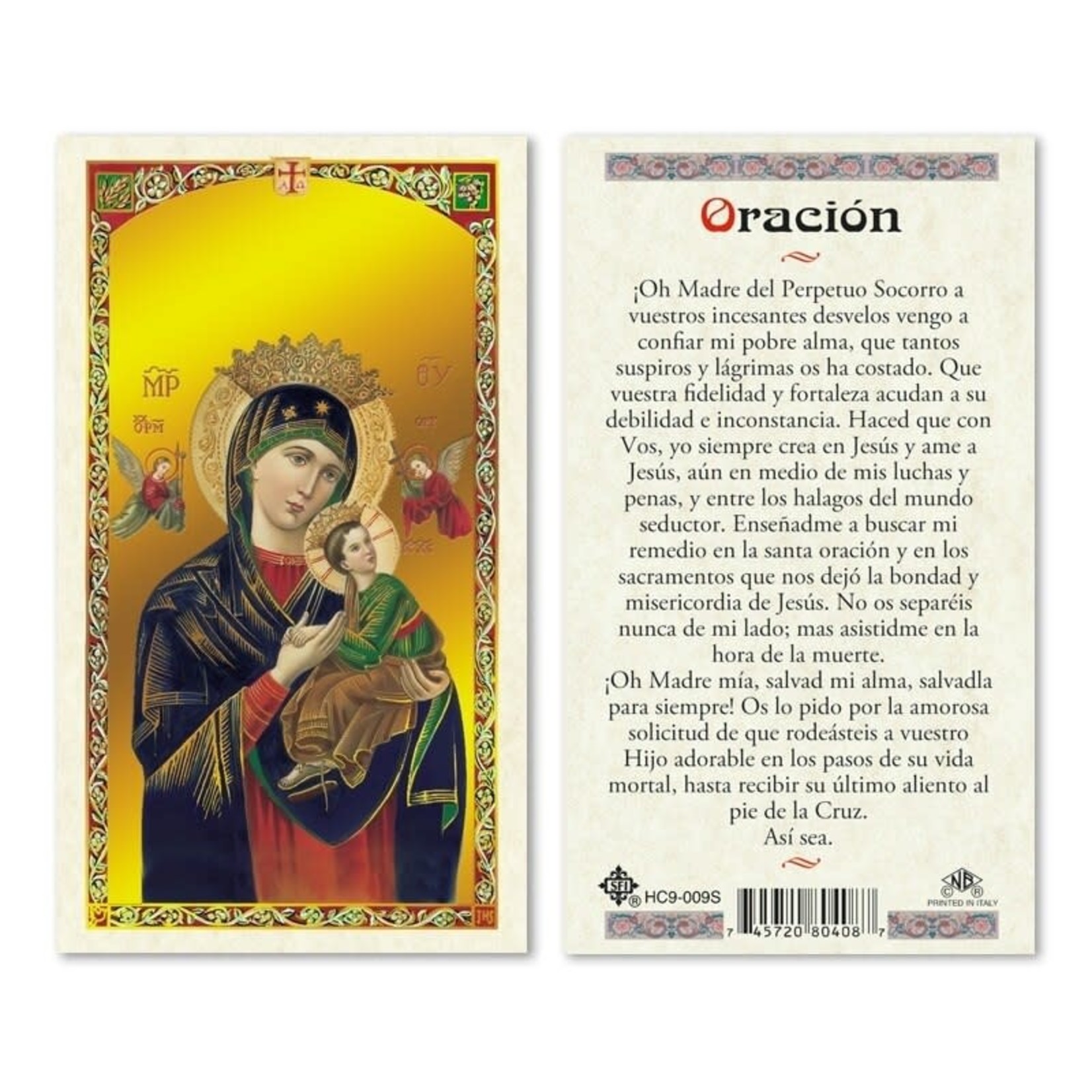 Nuestra Señora del Perpetuo Socorro Prayer Card (Spanish)