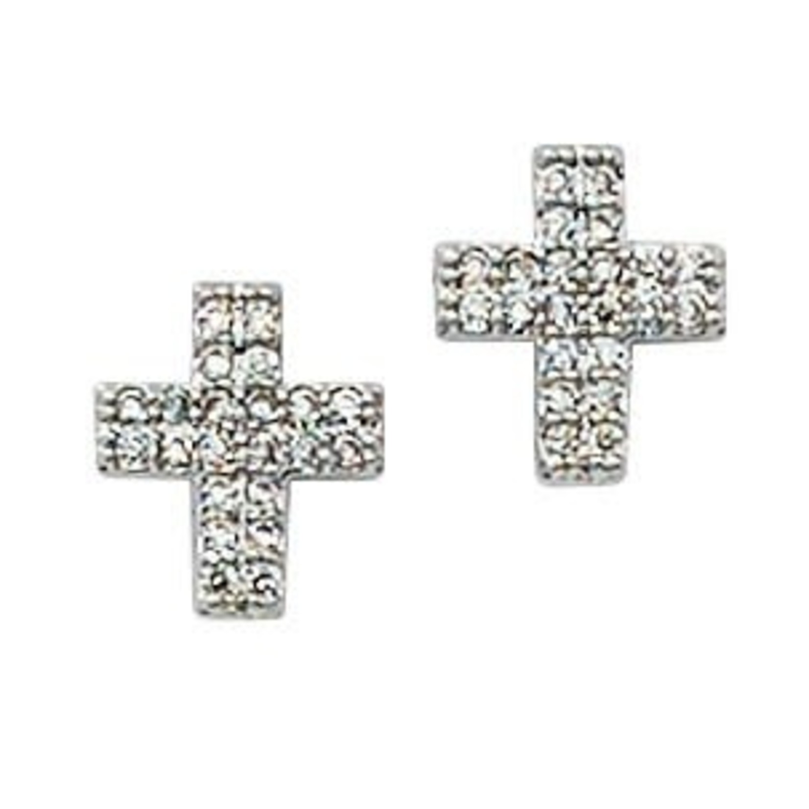 Earrings Silver and Crystal Cross