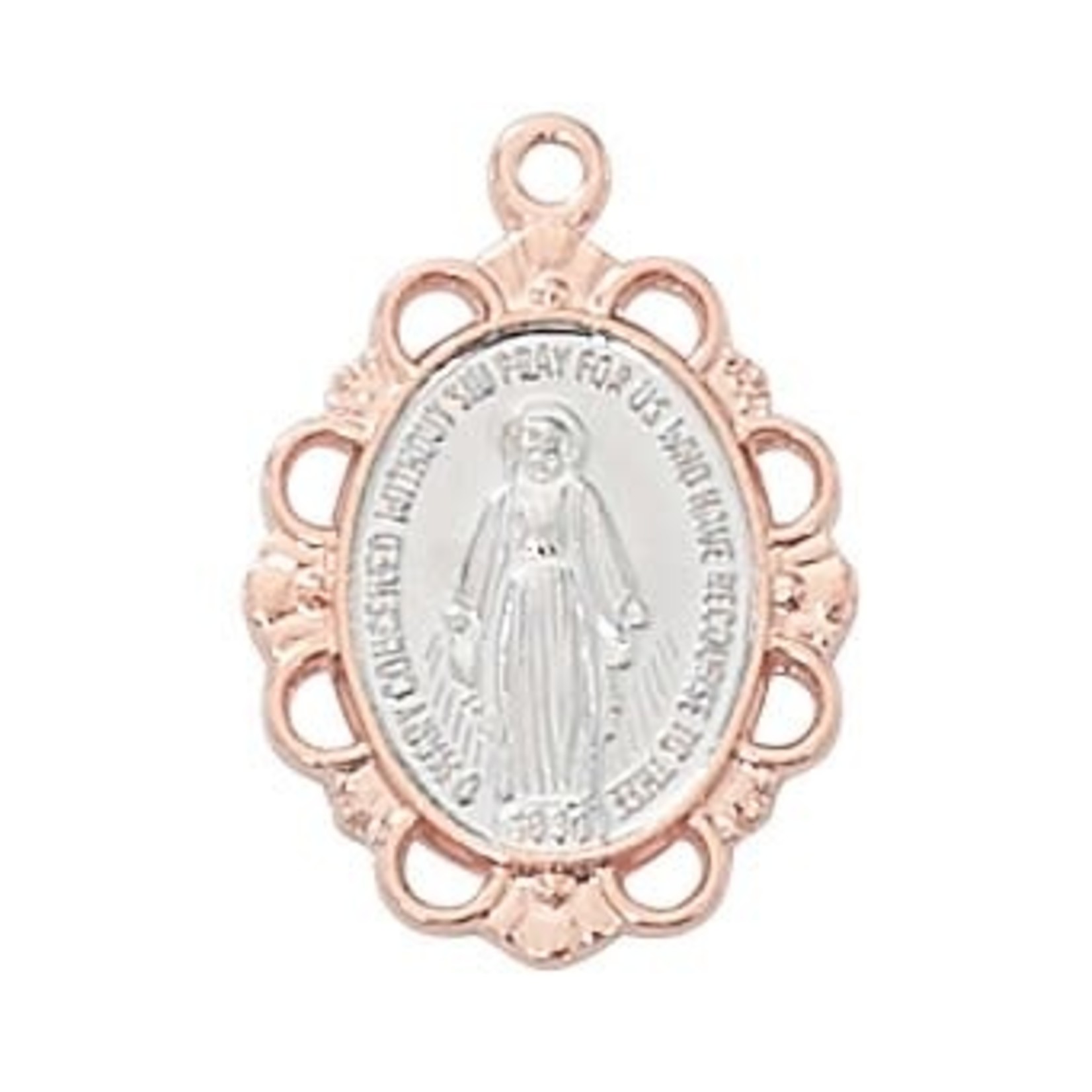 Small Miraculous Medal Rose Gold and Sterling Silver JR781
