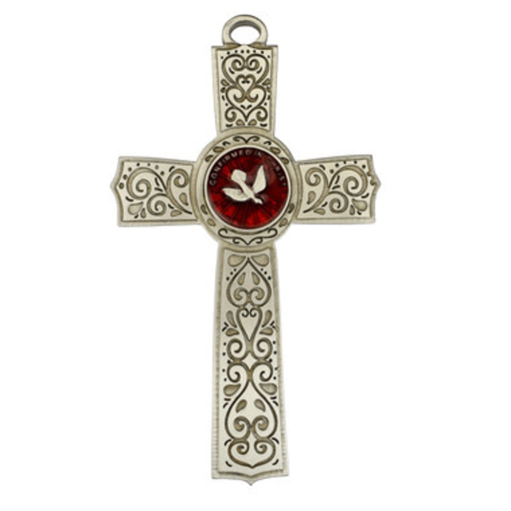McVan 6" Pewter and Red Filigree Confirmation Wall Cross